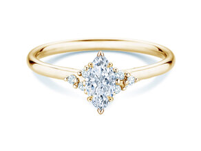 Anillo de compromiso Blossom Marquise en 14K oro amarillo con diamantes naturales 0,22ct G/SI