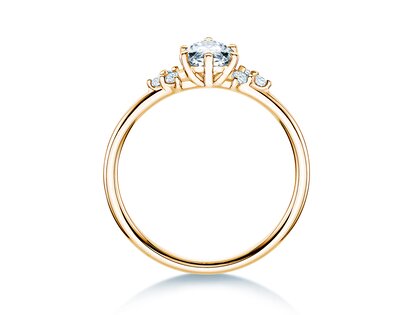 Anillo de compromiso Blossom Marquise en 14K oro amarillo con diamantes naturales 0,22ct G/SI