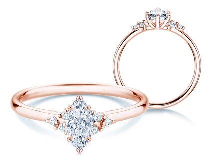 Anillo de compromiso Blossom Marquise en 9K oro rosa con diamantes naturales 0,29ct G/SI