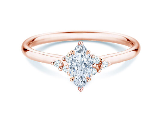 Anillo de compromiso Blossom Marquise en 9K oro rosa con diamantes naturales 0,58ct