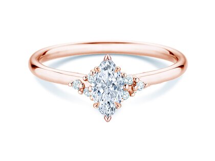 Anillo de compromiso Blossom Marquise en 9K oro rosa con diamantes naturales 0,29ct G/SI