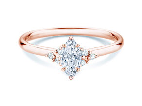 Anillo de compromiso Blossom Marquise en 9K oro rosa con diamantes naturales 0,29ct G/SI