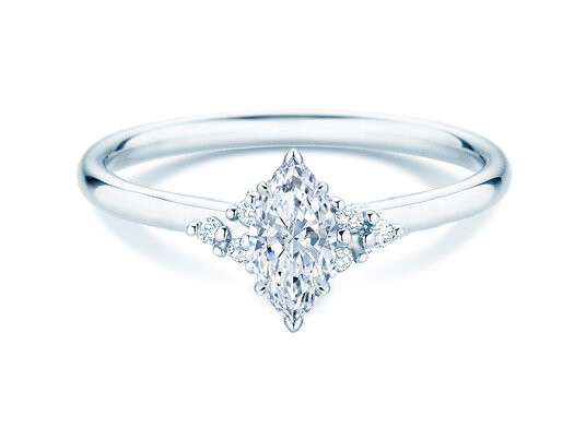 Anillo de compromiso Blossom Marquise en 9K oro blanco con diamantes naturales 0,58ct