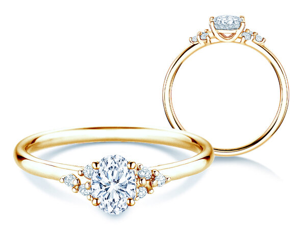 Anillo de compromiso Blossom Oval en oro amarillo