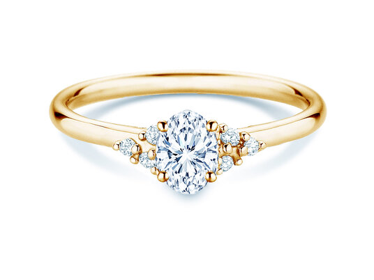 Anillo de compromiso Blossom Oval en 9K oro amarillo con diamantes naturales 0,58ct