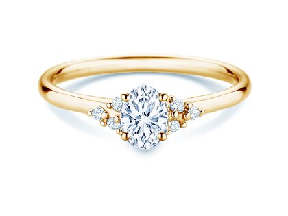 Anillo de compromiso Blossom Oval en 9K oro amarillo con diamantes naturales 0,29ct G/SI