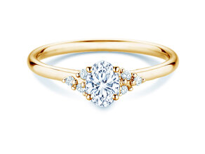 Anillo de compromiso Blossom Oval en 9K oro amarillo con diamantes naturales 0,29ct G/SI