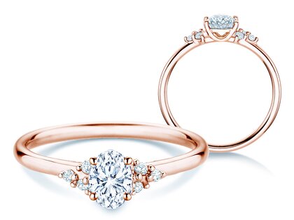 Anillo de compromiso Blossom Oval en 9K oro rosa con diamantes naturales 0,29ct G/SI