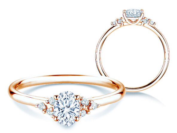 Anillo de compromiso Blossom Oval en oro rosa