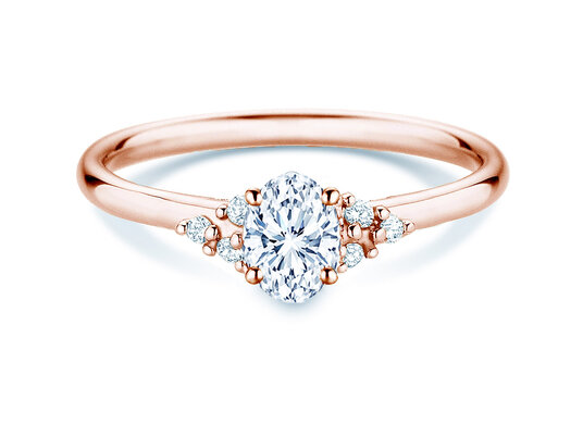 Anillo de compromiso Blossom Oval en 9K oro rosa con diamantes naturales 0,58ct