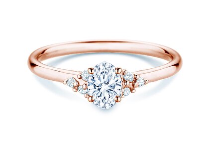 Anillo de compromiso Blossom Oval en 9K oro rosa con diamantes naturales 0,29ct G/SI