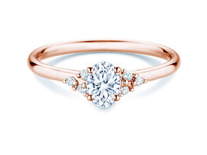 Anillo de compromiso Blossom Oval en 9K oro rosa con diamantes naturales 0,29ct G/SI