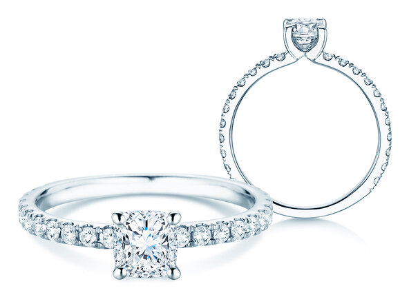 Anillo de compromiso Classic 4 Cushion Pavé