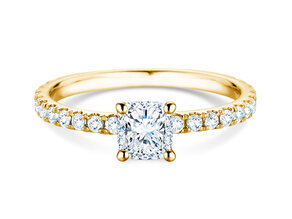 Anillo de compromiso Classic 4 Cushion Pavé en 14K oro amarillo con diamantes naturales 0,33ct G/SI