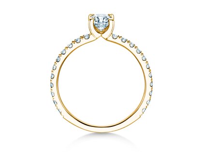 Anillo de compromiso Classic 4 Cushion Pavé en 14K oro amarillo con diamantes naturales 0,33ct G/SI