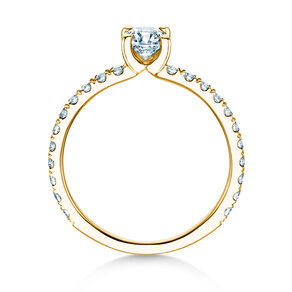 Anillo de compromiso Classic 4 Cushion Pavé en 14K oro amarillo con diamantes naturales 0,33ct G/SI