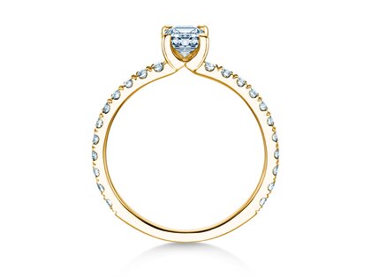 Anillo de compromiso Classic 4 Emerald Pavé en 14K oro amarillo con diamantes naturales 0,33ct G/VS