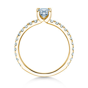 Anillo de compromiso Classic 4 Emerald Pavé en 14K oro amarillo con diamantes naturales 0,33ct G/VS