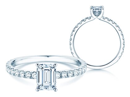 Anillo de compromiso Classic 4 Emerald Pavé