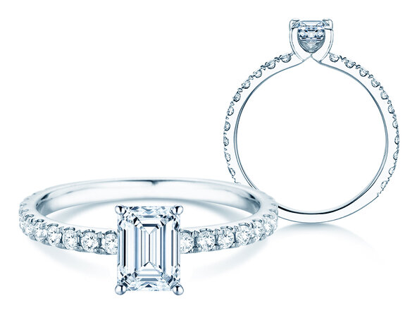 Anillo de compromiso Classic 4 Emerald Pavé