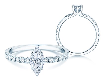 Anillo de compromiso Classic 4 Marquise Pavé
