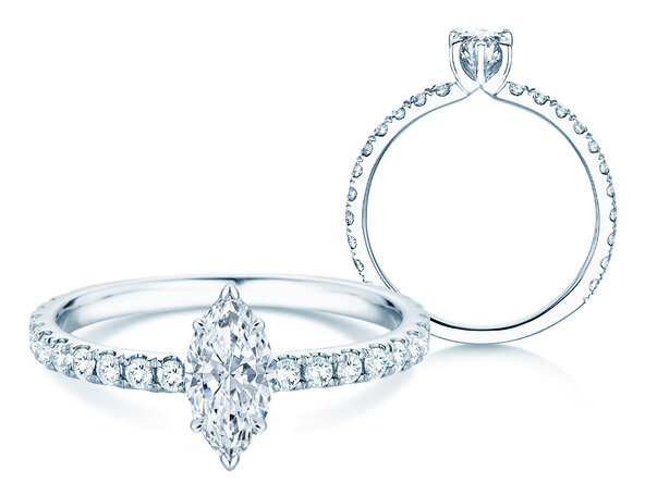Anillo de compromiso Classic 4 Marquise Pavé