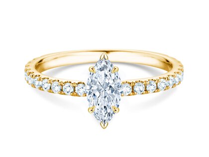 Anillo de compromiso Classic 4 Marquise Pavé en 14K oro amarillo con diamantes naturales 0,33ct G/SI