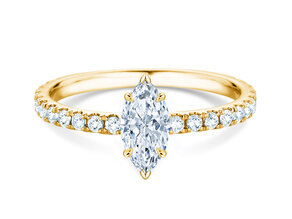 Anillo de compromiso Classic 4 Marquise Pavé en 14K oro amarillo con diamantes naturales 0,33ct G/SI