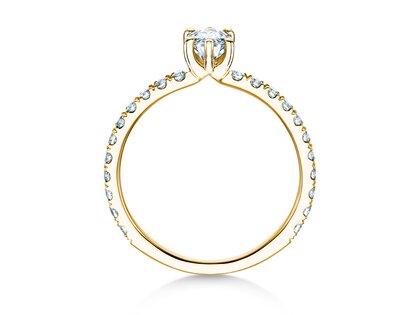Anillo de compromiso Classic 4 Marquise Pavé en 14K oro amarillo con diamantes naturales 0,33ct G/SI