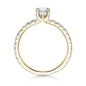 Anillo de compromiso Classic 4 Marquise Pavé en 14K oro amarillo con diamantes naturales 0,33ct G/SI