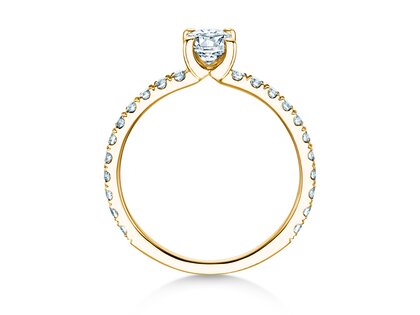 Anillo de compromiso Classic 4 Oval Pavé en 9K oro amarillo con diamantes naturales 0,87ct G/SI