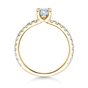 Anillo de compromiso Classic 4 Oval Pavé en 9K oro amarillo con diamantes naturales 0,87ct G/SI