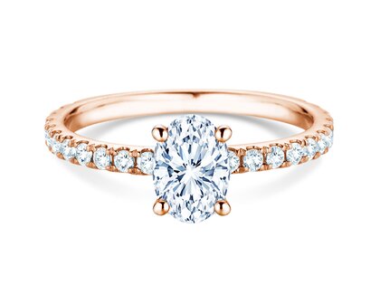 Anillo de compromiso Classic 4 Oval Pavé en oro rosa