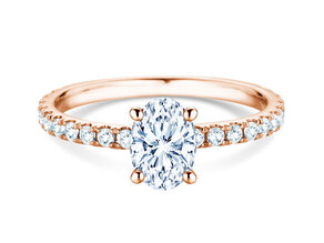 Anillo de compromiso Classic 4 Oval Pavé en oro rosa