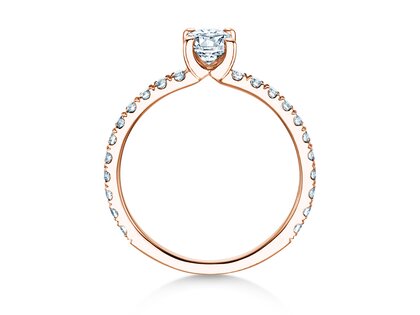 Anillo de compromiso Classic 4 Oval Pavé en oro rosa