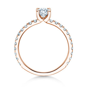 Anillo de compromiso Classic 4 Oval Pavé en oro rosa
