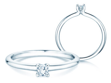Anillo de compromiso Cushion Clean en 14K oro blanco con diamante 0,08ct G/SI