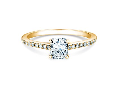 Anillo de compromiso Cushion Pavé en 9K oro amarillo con diamantes 1,22ct G/SI