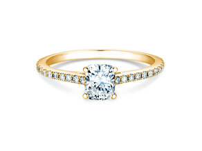 Anillo de compromiso Cushion Pavé en 9K oro amarillo con diamantes 1,22ct G/SI
