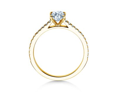 Anillo de compromiso Cushion Pavé en 9K oro amarillo con diamantes 1,22ct G/SI