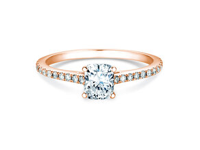 Anillo de compromiso Cushion Pavé en 9K oro rosa con diamantes 0,77ct G/SI