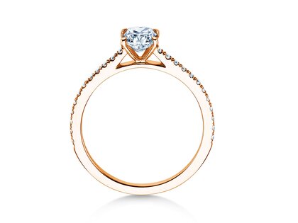 Anillo de compromiso Cushion Pavé en 9K oro rosa con diamantes 0,77ct G/SI