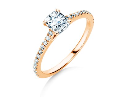 Anillo de compromiso Cushion Pavé en 9K oro rosa con diamantes 0,77ct G/SI