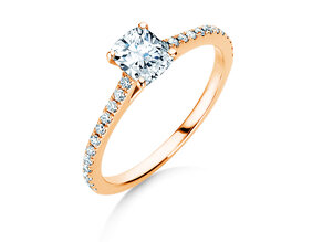 Anillo de compromiso Cushion Pavé en 9K oro rosa con diamantes 0,77ct G/SI