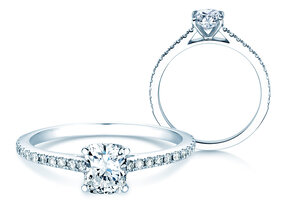 Anillo de compromiso Cushion Pavé en platino 950/- con diamantes 0,54ct G/SI