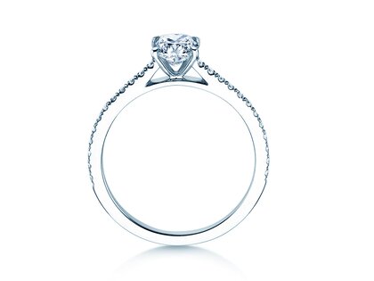Anillo de compromiso Cushion Pavé en 14K oro blanco con diamantes 1,22ct G/SI