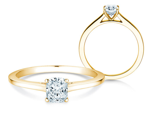 Anillo de compromiso Cushion en 9K oro amarillo con diamante 0,50ct G/SI