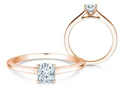 Anillo de compromiso Cushion en 14K oro rosa con diamante 0,50ct G/SI