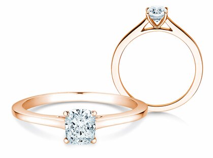 Anillo de compromiso Cushion en 14K oro rosa con diamante 0,30ct G/SI