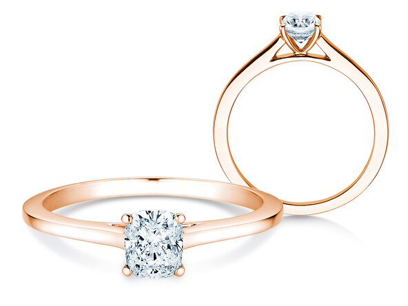 Anillo de compromiso Cushion en 14K oro rosa con diamante 0,50ct G/SI